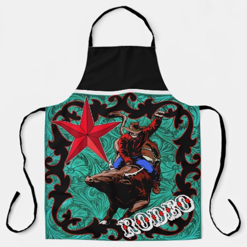 Western Rodeo Cowboy Bull Riding  Apron