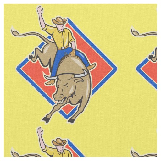 Western Rodeo Cowboy Bull Riding Fabric