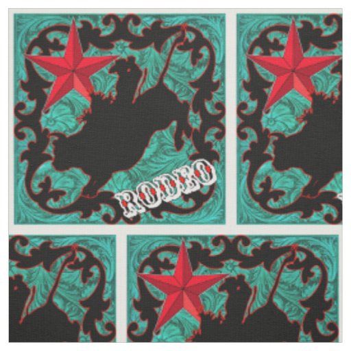 Western Rodeo Cowboy Bull Riding Faux Leather Fabric