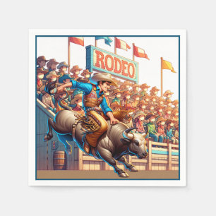 Western Rodeo Cowboy Bull Riding Napkins