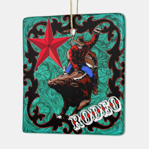 Western Rodeo Cowboy Bull Riding Ornament