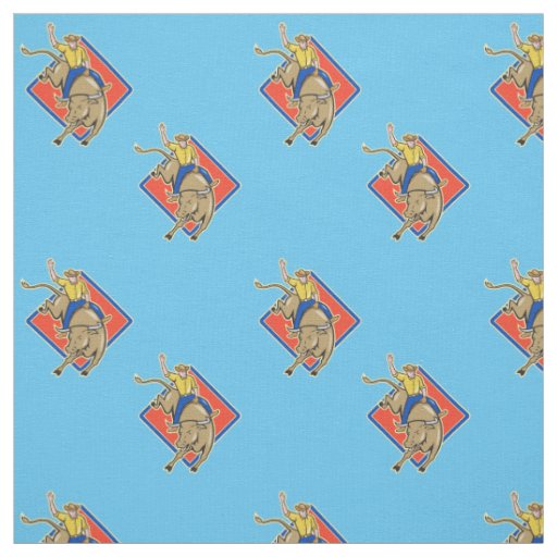 Western Rodeo Cowboy Bull Riding Small Print Fabric