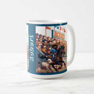Western Rodeo Cowboy Calf Roping Custom Coffee Mug