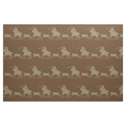 Western Rodeo Cowboy Calf Roping Fabric