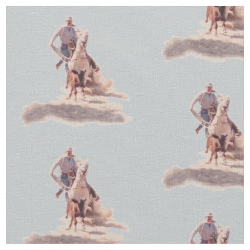 Western Rodeo Cowboy Calf Roping Print Fabric