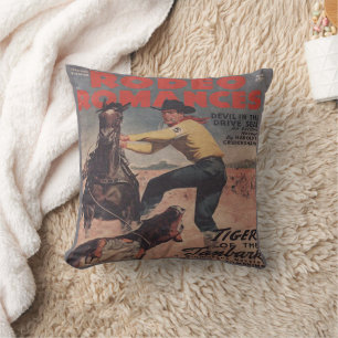 Western Rodeo Cowboy Calf Roping Rodeo Romance Throw Pillow