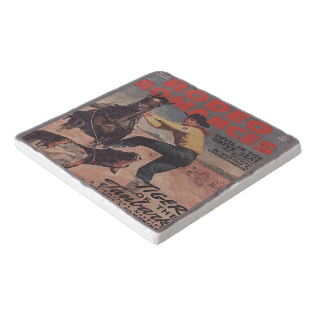 Western Rodeo Cowboy Calf Roping Rodeo Romance  Trivet (Corner)