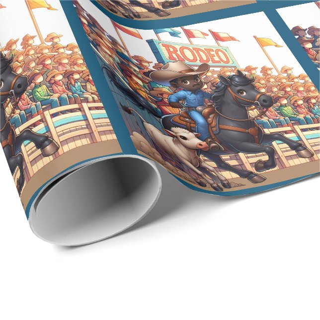 Western Rodeo Cowboy Calf Roping Wrapping Paper (Roll Corner)