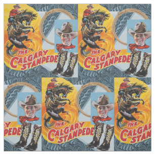 Western Rodeo Cowboy Collage Print Fabric