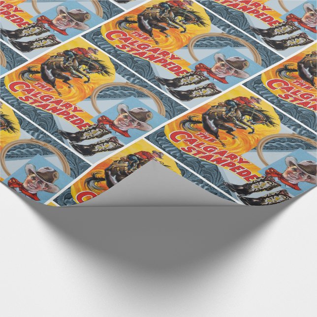 Western Rodeo Cowboy Collage Print Wrapping Paper (Corner)