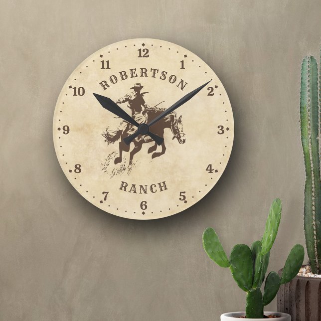 Western Rodeo Cowboy Country Personalized Round Clock (Creator Uploaded)