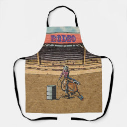 Western Rodeo Cowboy Cowgirl Barrel Racing Apron | Zazzle