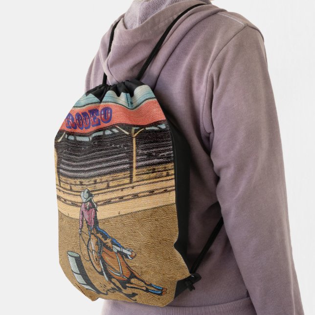 Western Rodeo Cowboy Cowgirl  Barrel Racing Drawstring Bag (Insitu)