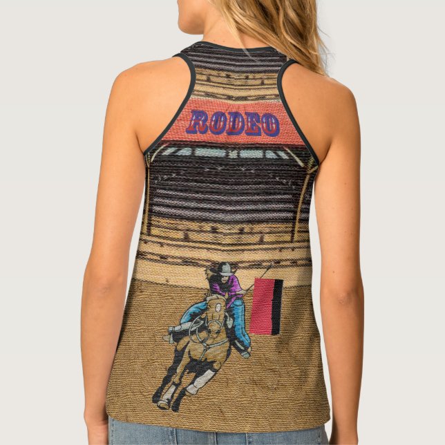 Western Rodeo Cowboy Cowgirl Barrel Racing Tank Top (Back)