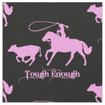 Western Rodeo Cowboy Cowgirl Calf Roping Fabric