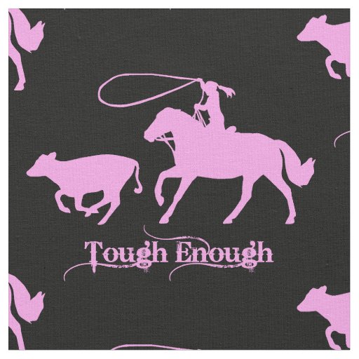 Western Rodeo Cowboy Cowgirl Calf Roping Fabric