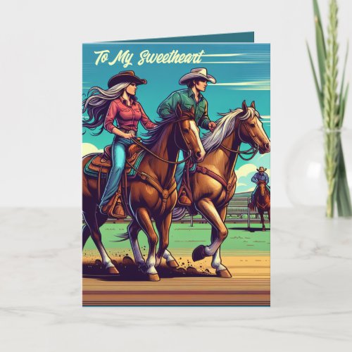 Western Rodeo Cowboy Cowgirl Custom Sweetheart Card