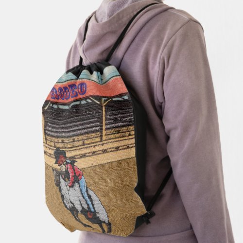 Western Rodeo Cowboy Cowgirl Mutton Busting Drawstring Bag