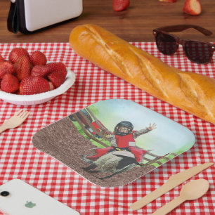Western Rodeo Cowboy Cowgirl Mutton Busting Paper Plates