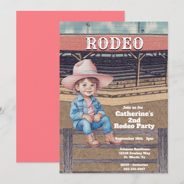 Western Rodeo Cowboy/Cowgirl Personalized Birthday Invitation (Front/Back)