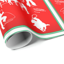 Western Rodeo Cowboy Cowgirl Roping Christmas Wrapping Paper