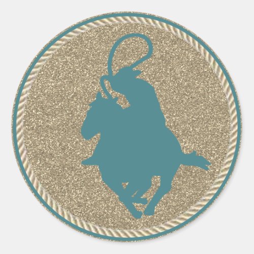 Western Rodeo Cowboy Cowgirl Roping Classic Round Sticker