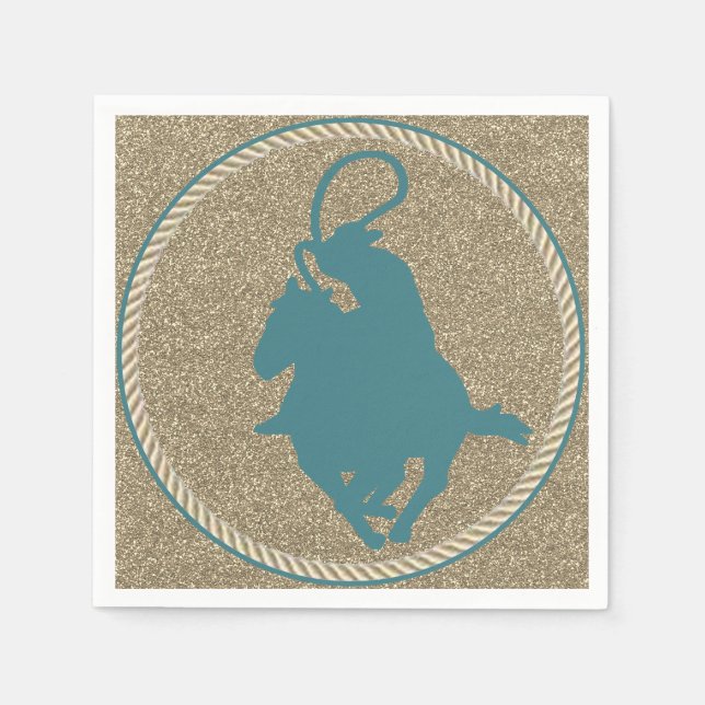 Western Rodeo Cowboy Cowgirl Roping Napkins (Front)