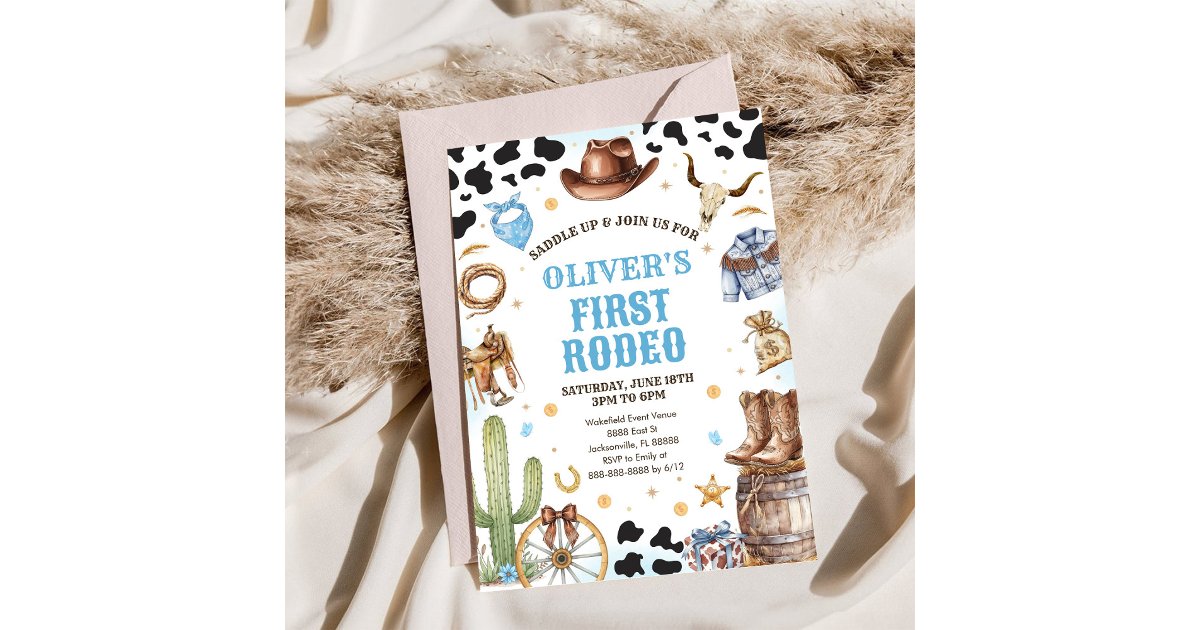 Western Rodeo Cowboy First Rodeo 1st Birthday Invitation | Zazzle