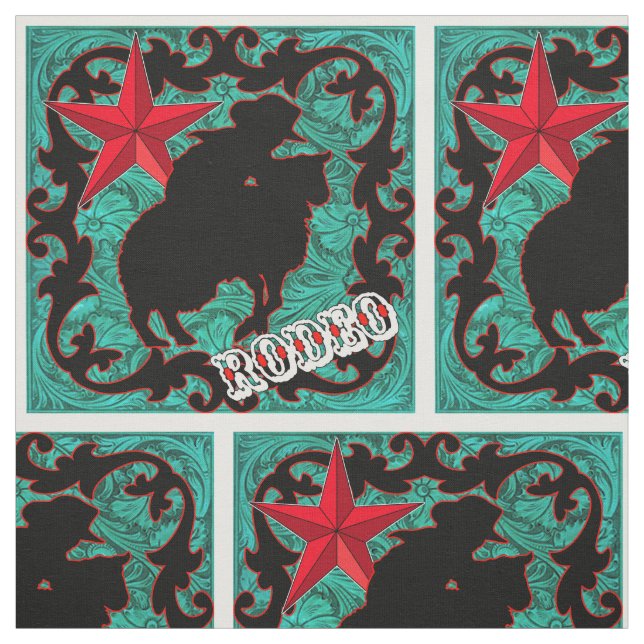 Western Rodeo Cowboy Mutton Bustin" Faux Leather Fabric (Swatch)