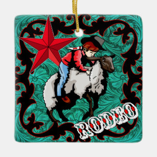 Western Rodeo Cowboy Mutton Bustin" Ornament