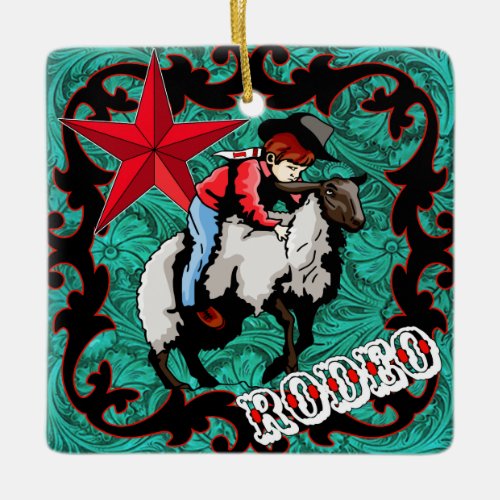 Western Rodeo Cowboy Mutton Bustin Ornament