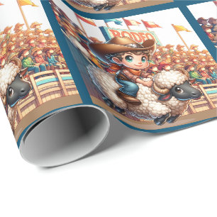 Western Rodeo Cowboy Mutton Busting Wrapping Paper