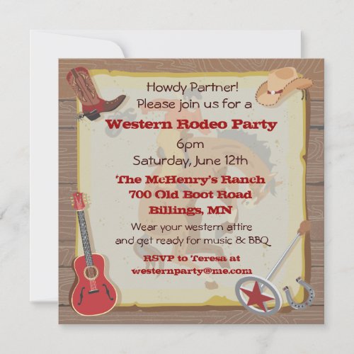 Western Rodeo Cowboy Party Invitation