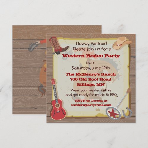 Western Rodeo Cowboy Party Invitation