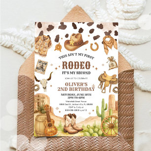 Western Rodeo Cowboy Second Rodeo 2nd Birthday Invitation