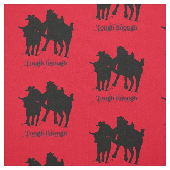 Western Rodeo Cowboy Steer Wrestling Fabric (Swatch)