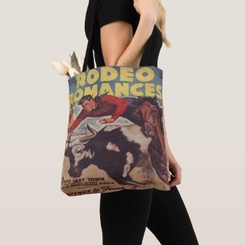 Western Rodeo Cowboy Steer Wrestling Rodeo Romance Tote Bag by RODEODAYS at Zazzle