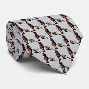 Western Rodeo Cowboy Team Roping Men's Necktie