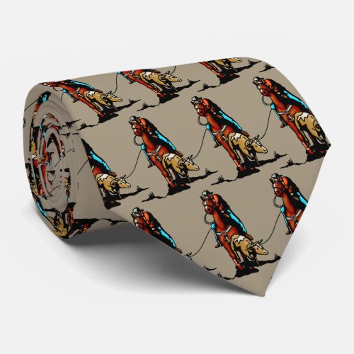 Western Rodeo Cowboy Team Roping Mens Necktie