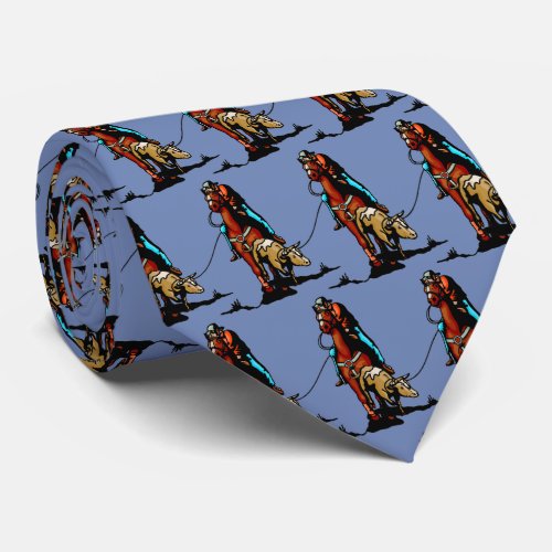 Western Rodeo Cowboy Team Roping Mens Necktie