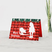 Western Rodeo Cowboy Team Roping Plaid Holiday Card