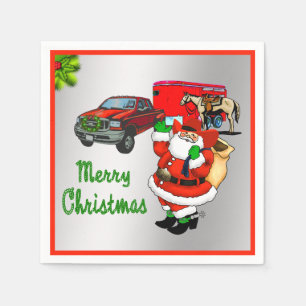 Western Rodeo Cowboy Truck Trailer Santa Christmas Napkins