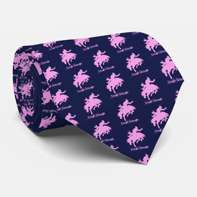 Western Rodeo Cowboys Bronc Riding Tough Enough  Neck Tie (Rolled)