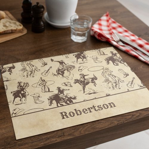 Western Rodeo Cowboys Horses Placemat