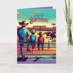 Western Rodeo Cowboys Personalized Birthday Card