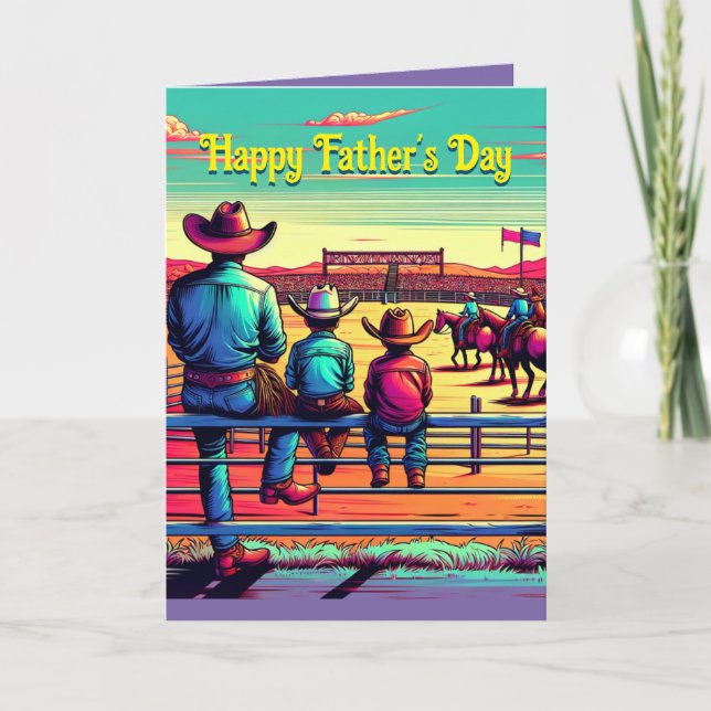 Western Rodeo Cowboys Personalized Father's Day Card (Front)