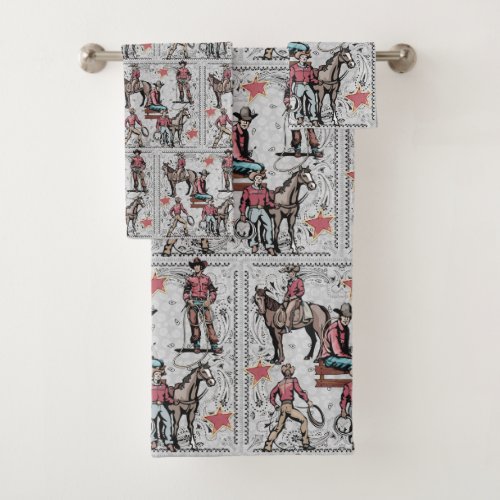 Western Rodeo Cowboys Roping Bath Towel Set