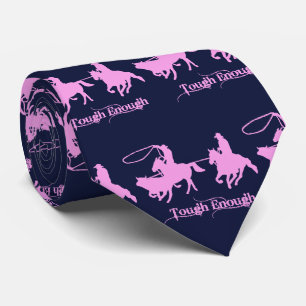 Western Rodeo Cowboys Team Roping Tough Enough Neck Tie