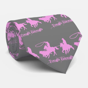 Western Rodeo Cowboys Team Roping Tough Enough Neck Tie