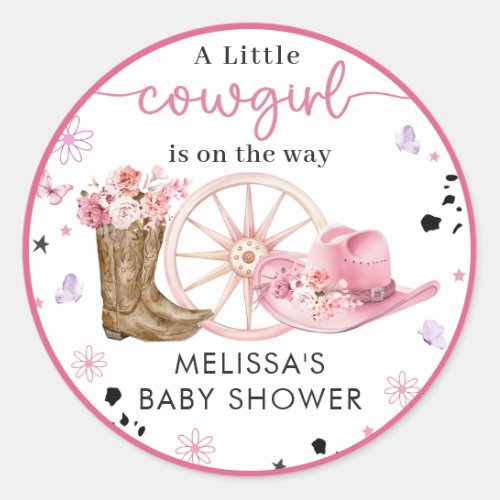 Western Rodeo Cowgirl Baby Shower Sticker